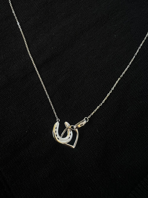 Equestrian Horseshoe and Stirrup Lariat Necklace
